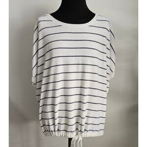 EUC Barefoot Dreams Cozychic Ultra Lite Knit Striped Pullover Top 1X